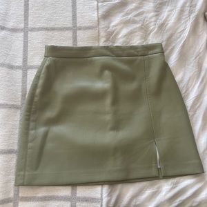 Aritzia Wilfred Free Sage Green Leather Skirt